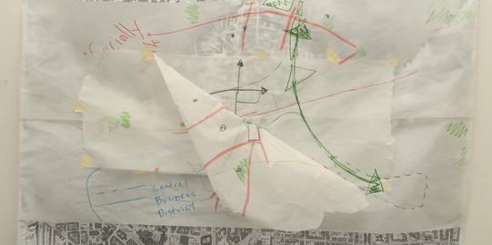 Skizzen, die die Fakultät Raumplanung repräsentieren