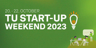 Banner mit Schriftzug TU Start-up Weekend 2023 und dem Datum 20. - 22. Oktober 2023